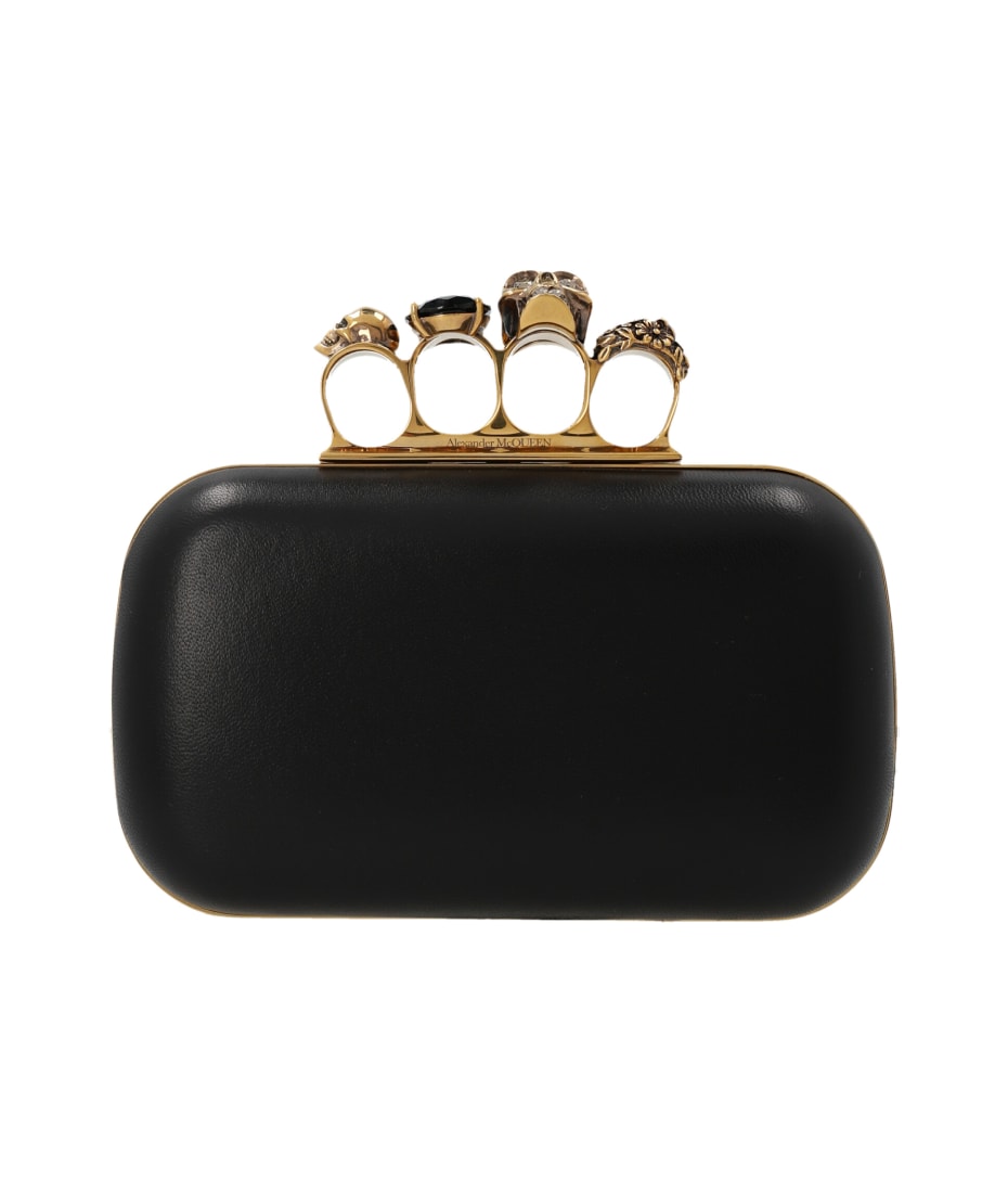 クラッチバッグ ALEXANDER MCQUEEN KNUCKLE CHAIN CLUTCH Alexander McQueen Knuckle Clutch With Chain In Black