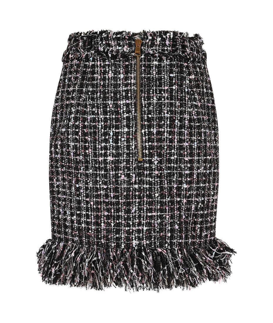 Balmain Fringed Tweed Short Skirt | italist