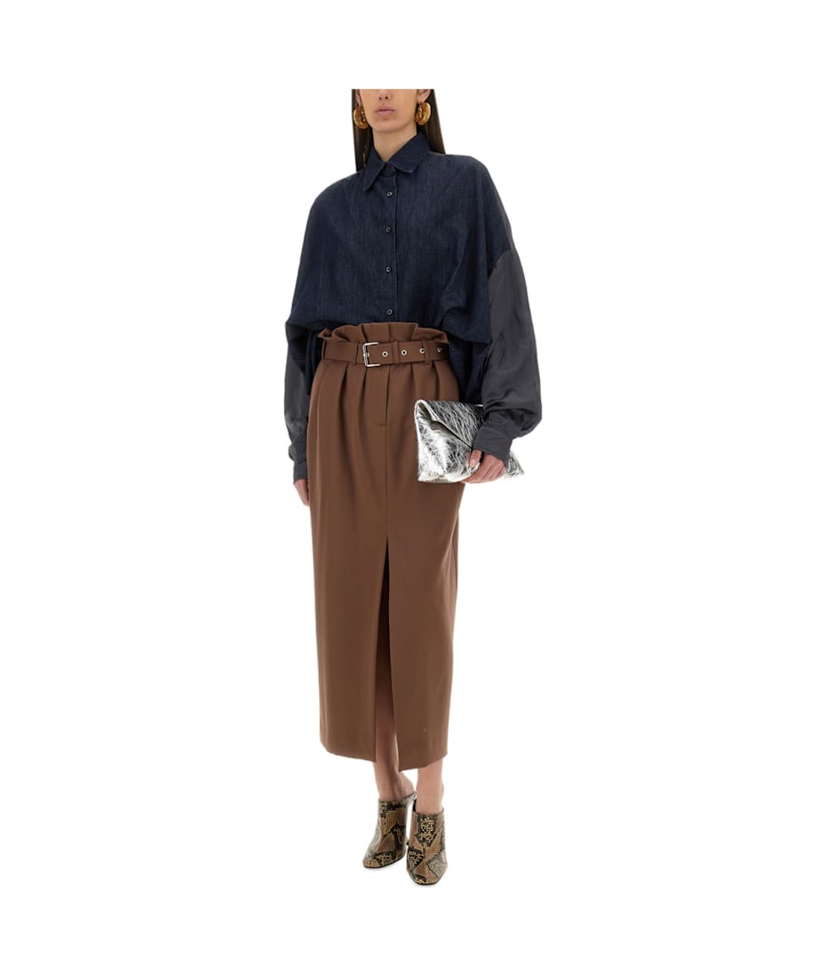 Tシャツ・カットソー Dries Van Noten CONTRASTING DENIM SHIRT (010728 1553507) Denim contrast top - Spring-Summer Women | Dries Van Noten