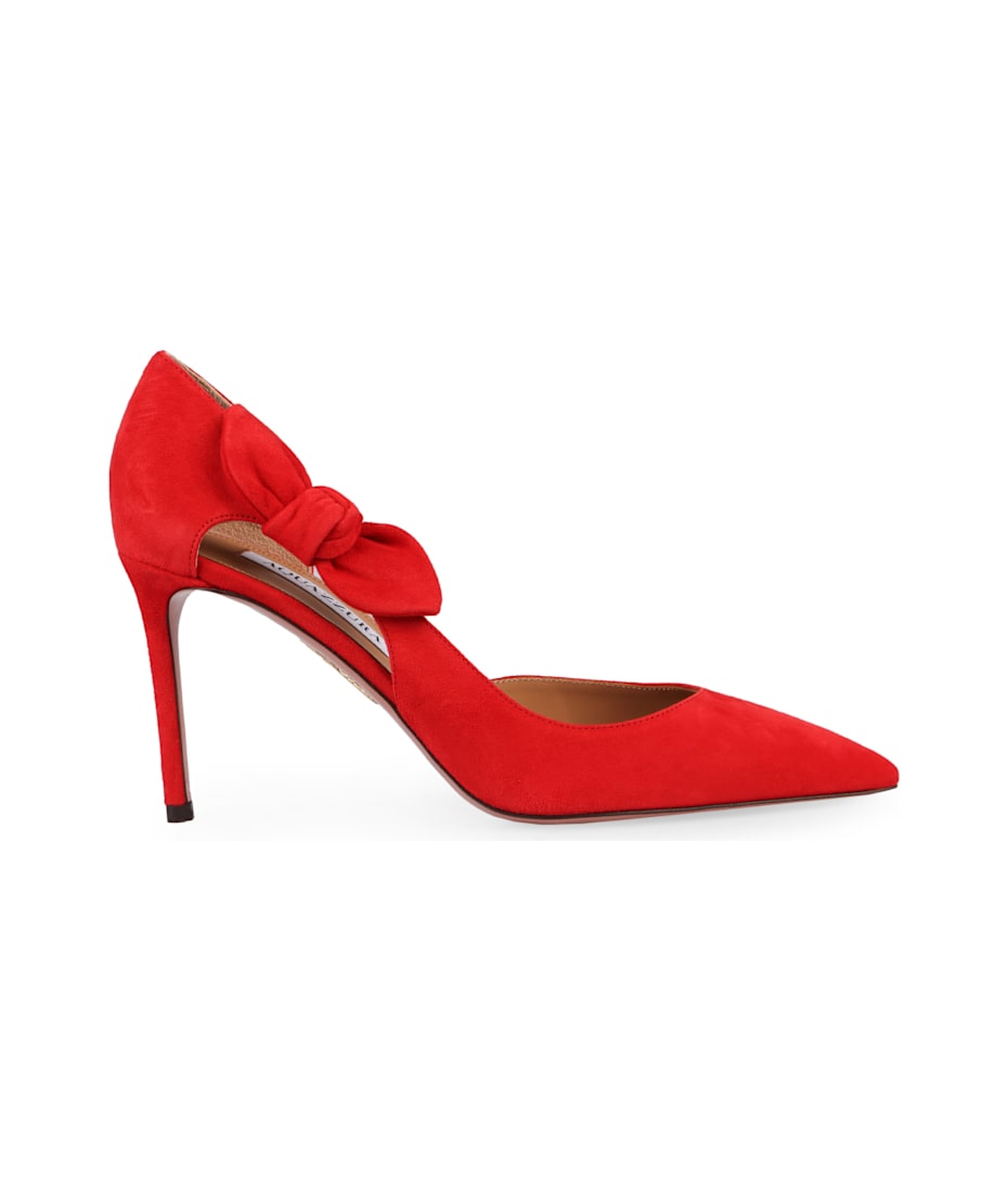 Aquazzura Very Bow Tie Suede Pumps | italist