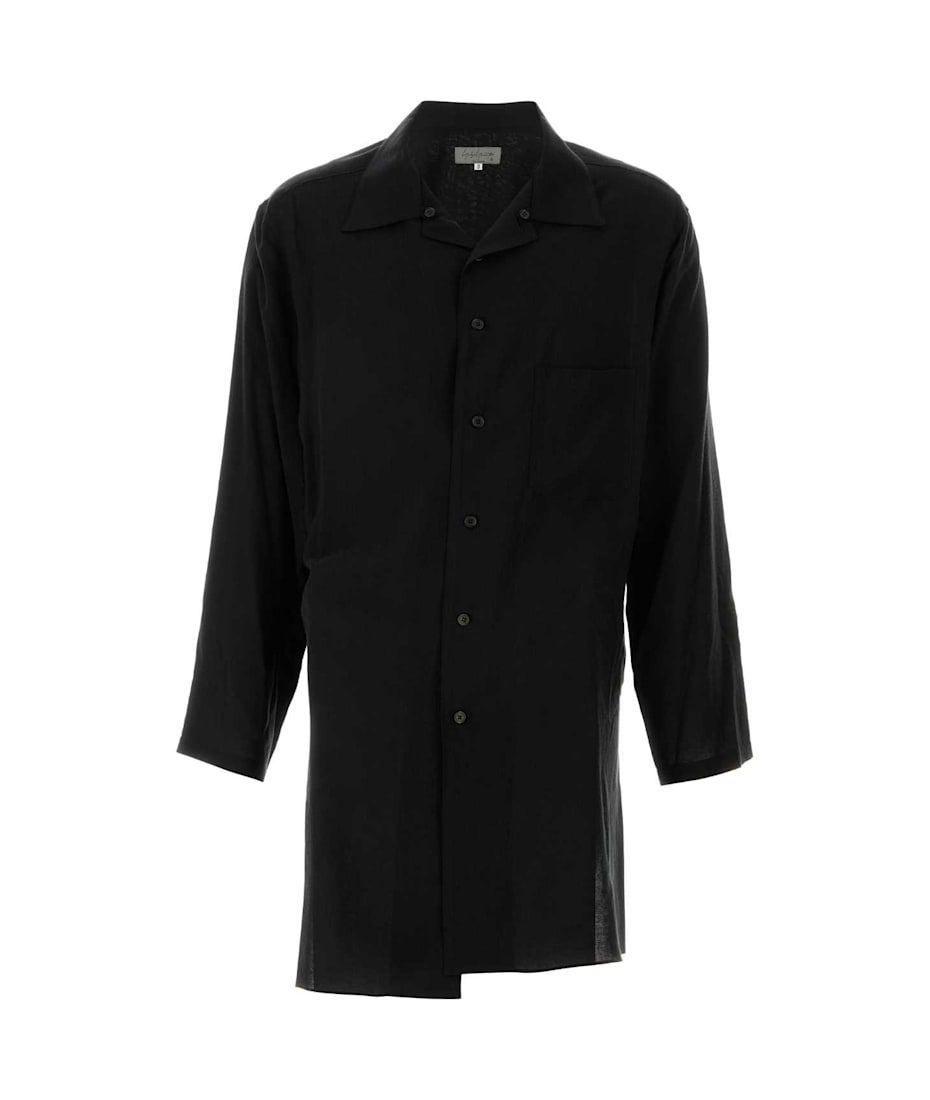 Tシャツ・カットソー Yohji Yamamoto Black cellulose oversize shirt (HPB18235 1) Yohji Yamamoto Black Cellulose Oversize Shirt | italist