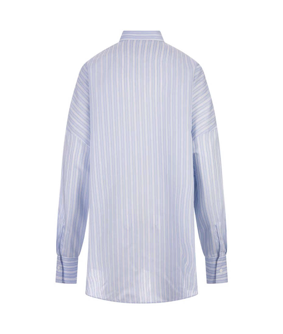 Ermanno Scervino Blue, White And Silver Striped Over Shirt