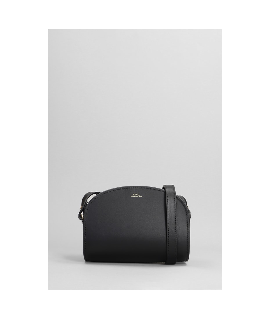 Demi Lune Leather Shoulder Bag in Black - A P C