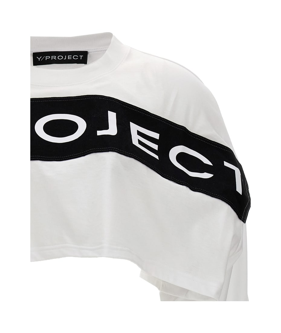 Tシャツ・カットソー Y/PROJECT Logo crop t-shirt White/Black 204TS013 Y/Project Logo Crop T-shirt | italist