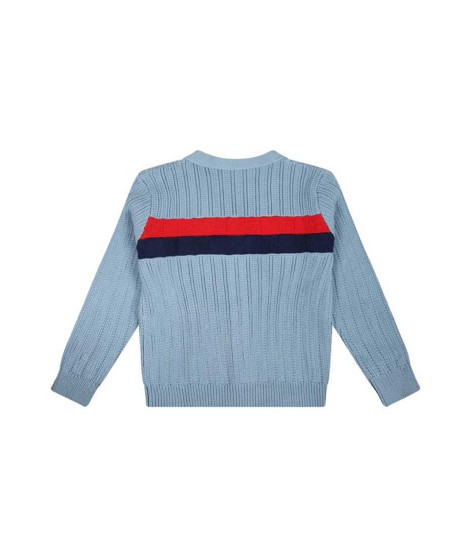 Gucci Light Blue Cardigan For Baby Boy italist