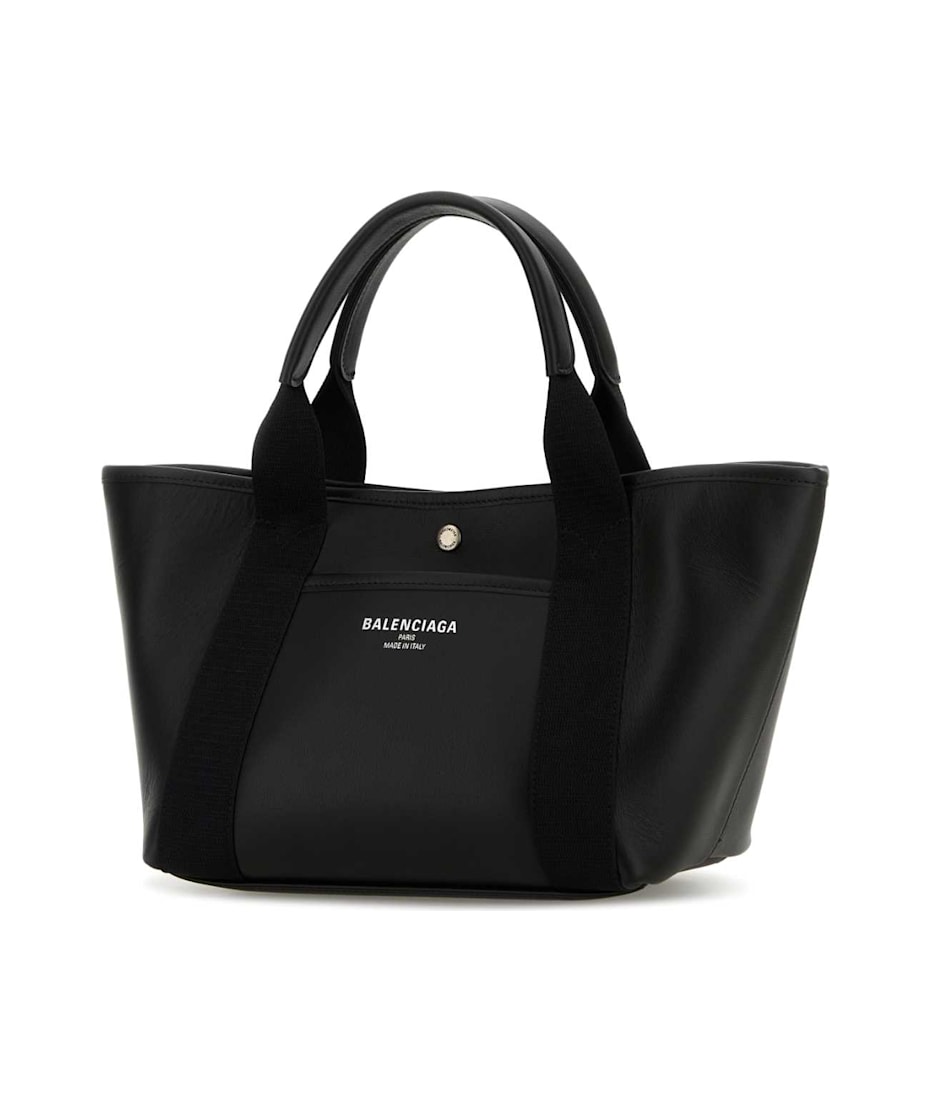 Balenciaga Black Leather Biarritz Shopping Bag | italist