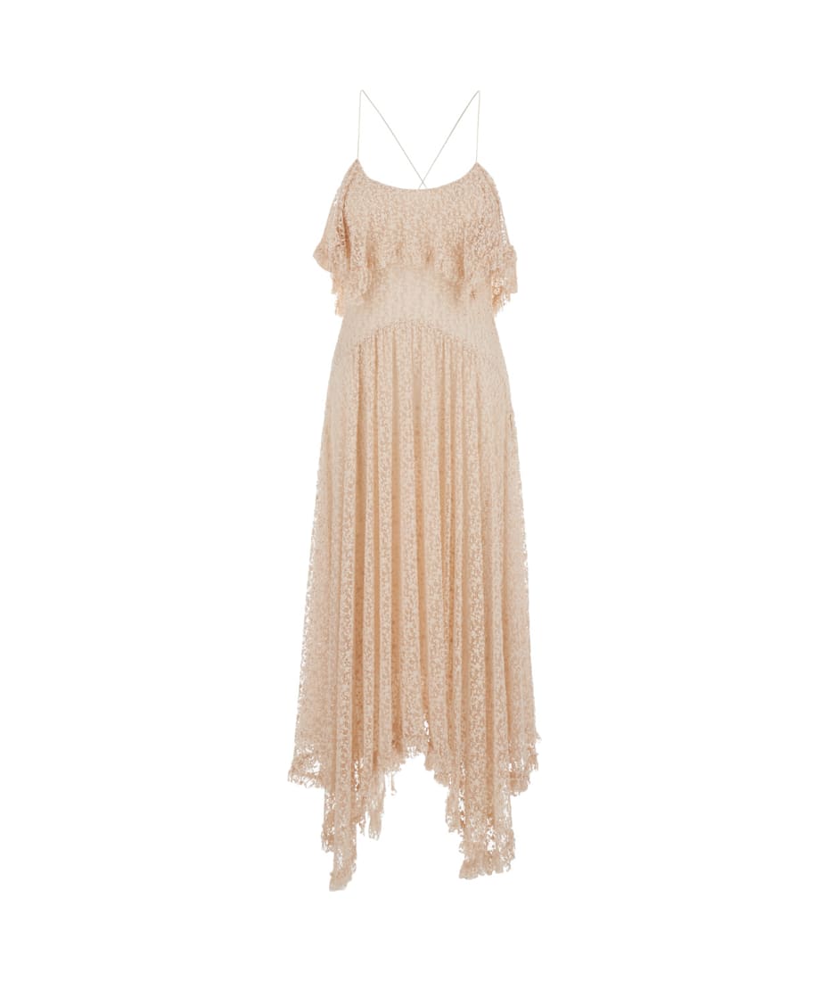 Philosophy di Lorenzo Serafini Pink Long Dress With Crossed Straps On The  Back In Lace Woman | italist, ALWAYS LIKE A SALE
