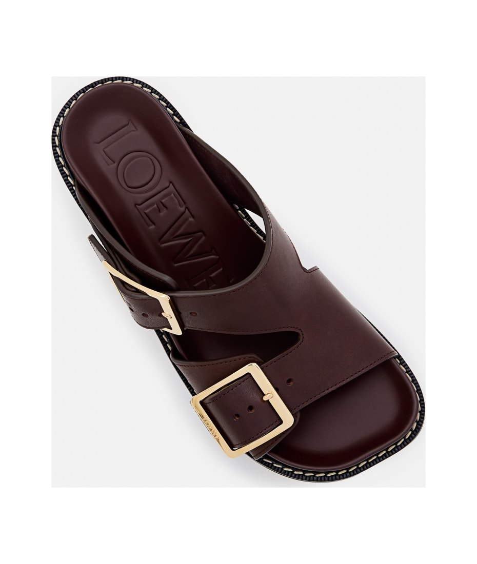 Loewe Buckle Detailed Open Toe Sandals - Brown