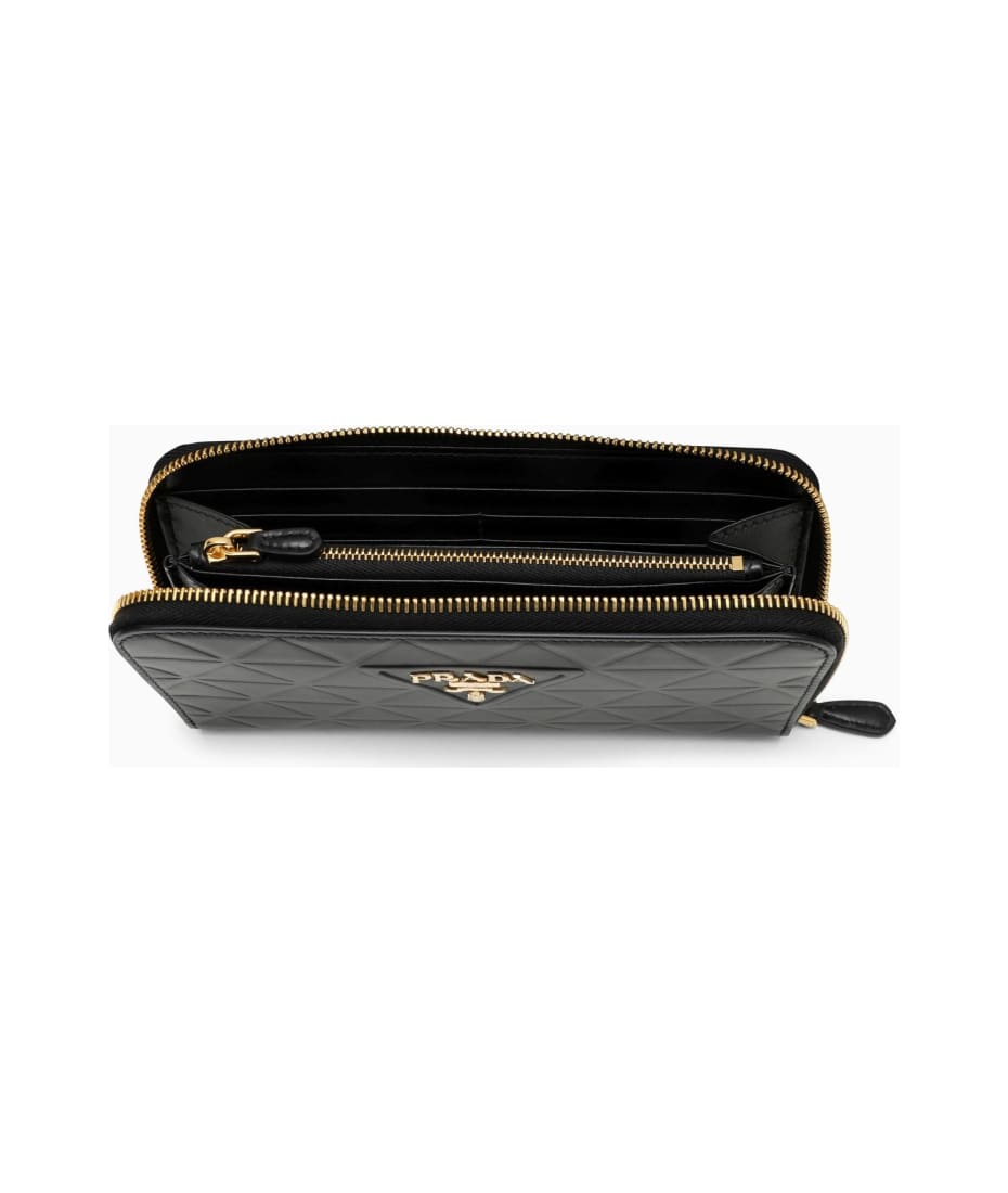 Prada Black Leather Zip-around Wallet | italist