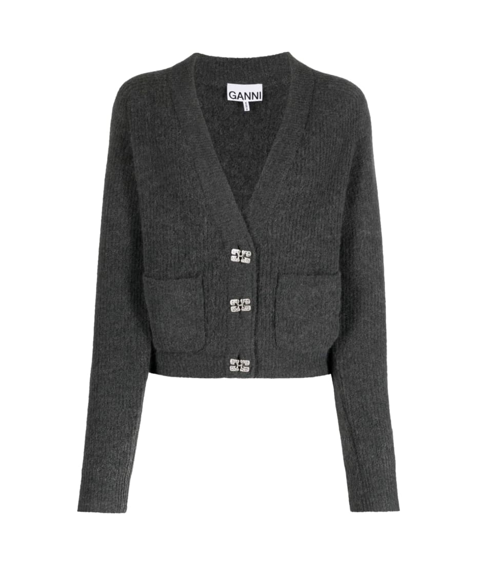 Ganni Soft Wool Cardigan Solid | italist