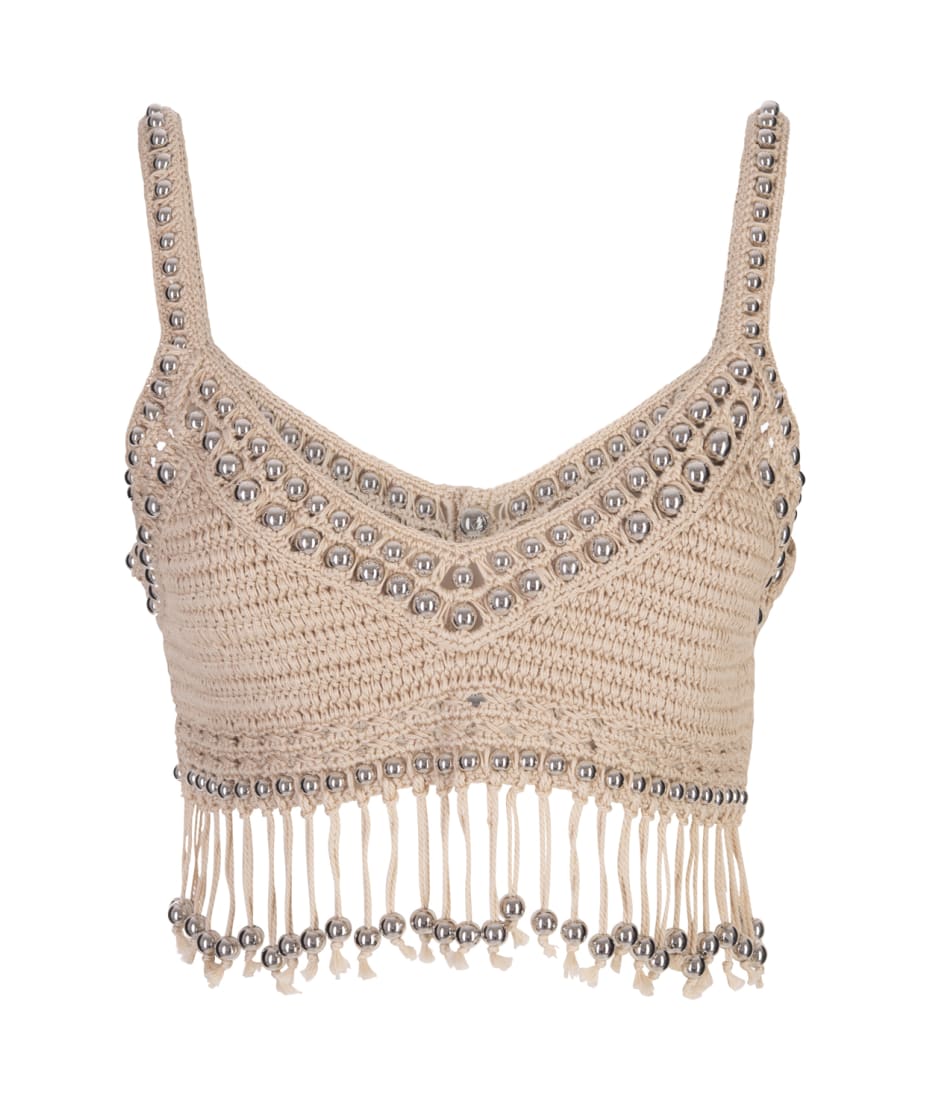 Beige Handmade Crochet Top