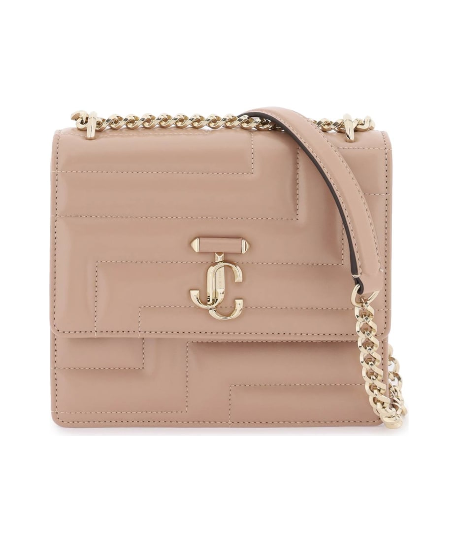 JIMMY CHOO Varenne Avenue Wallet W/Chain Ballet Pink Quilted Nappa