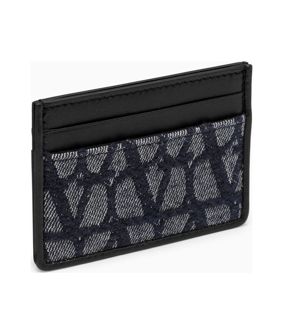 Valentino Garavani Toile Iconographe Card Case Blue/black