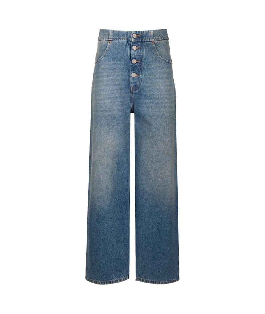 パンツ MM6 MAISON MARGIELA Straight leg jeans with reverse pockets MM6 Maison Margiela Twisted Distressed Straight-Leg Jeans
