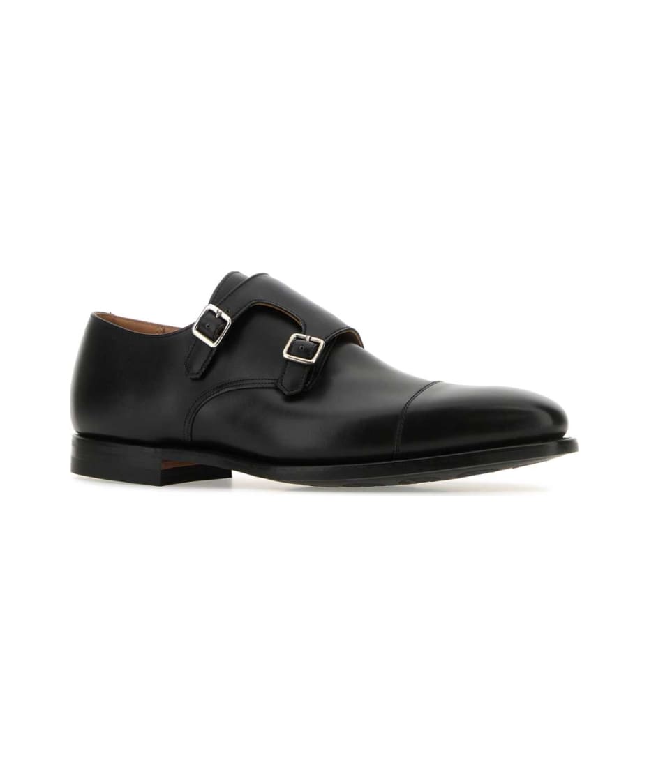 Crockett & Jones Black Leather Lowndes Monk Strap Shoes | italist