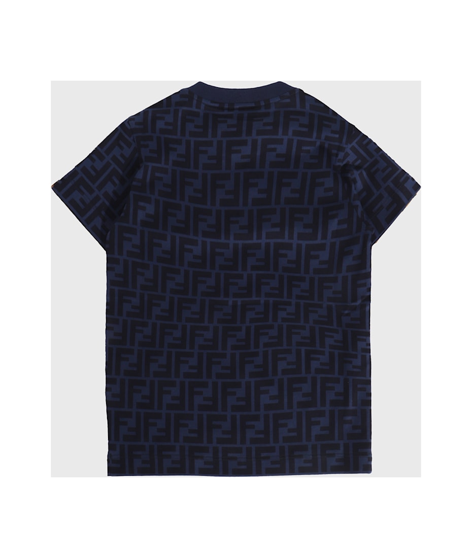 関税送料込★FENDI★FF コットン Tシャツ★BLUE FENDI ブルー FFコットン Tシャツ FY0936-AR79-F04V6 (FENDI/T