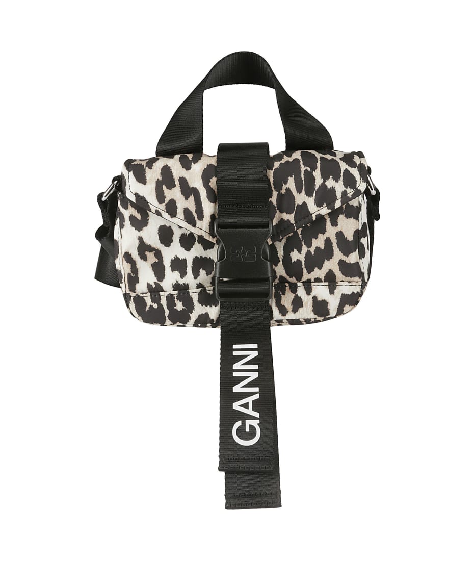 バッグ GAMNI RECYCLED TECH MINI SATCHEL LEOPARD Ganni Recycled Tech Mini Satchel Leopard ショルダーバッグ 通販