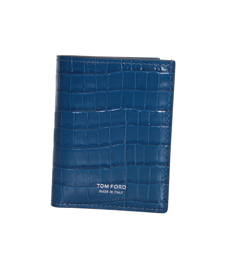 Tom Ford Crocodile-Embossed Patent Leather Wallet - Blue