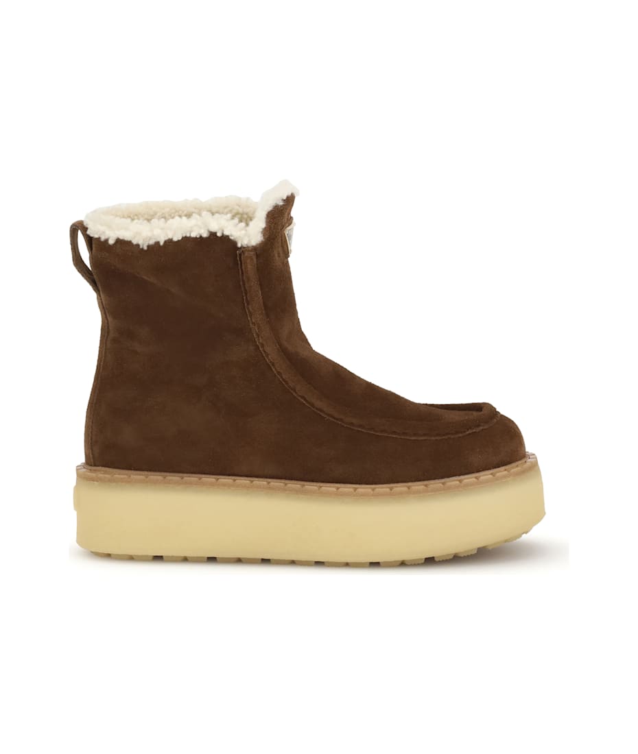 Prada Suede And Shearling Ankle Boots | italist