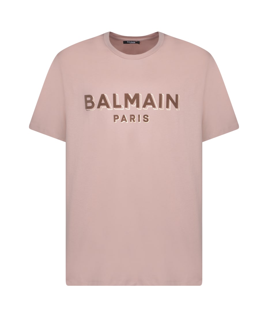 Balmain All Over Flock Logo Monogram Print Black T-shirt - T