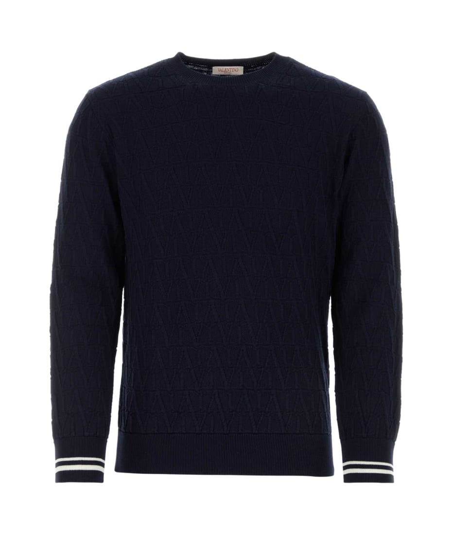 正規品 VALENTINO ヴァレンティノ ニット Mens トップス 【関税&送料込】Valentino Garavani Dark Blue Cotton