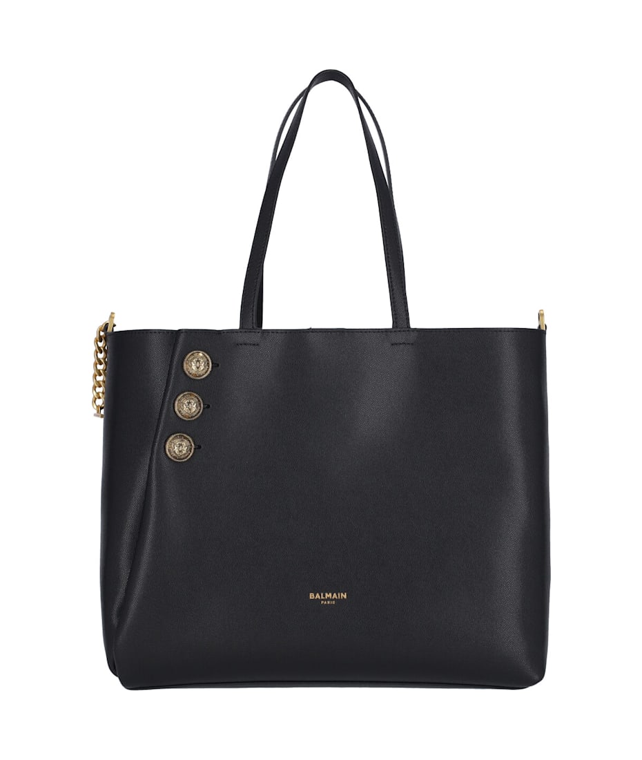 【関税・送料込み】Balmain Emblema Handbag Balmain Embleme Leather Shopping Bag | Saks Fifth Avenue