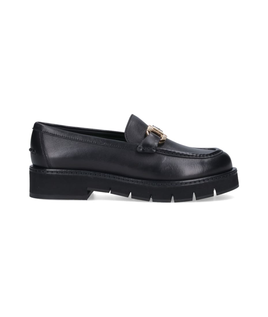 FERRAGAMO Maryan Calfskin Gancini Bit Loafers Black