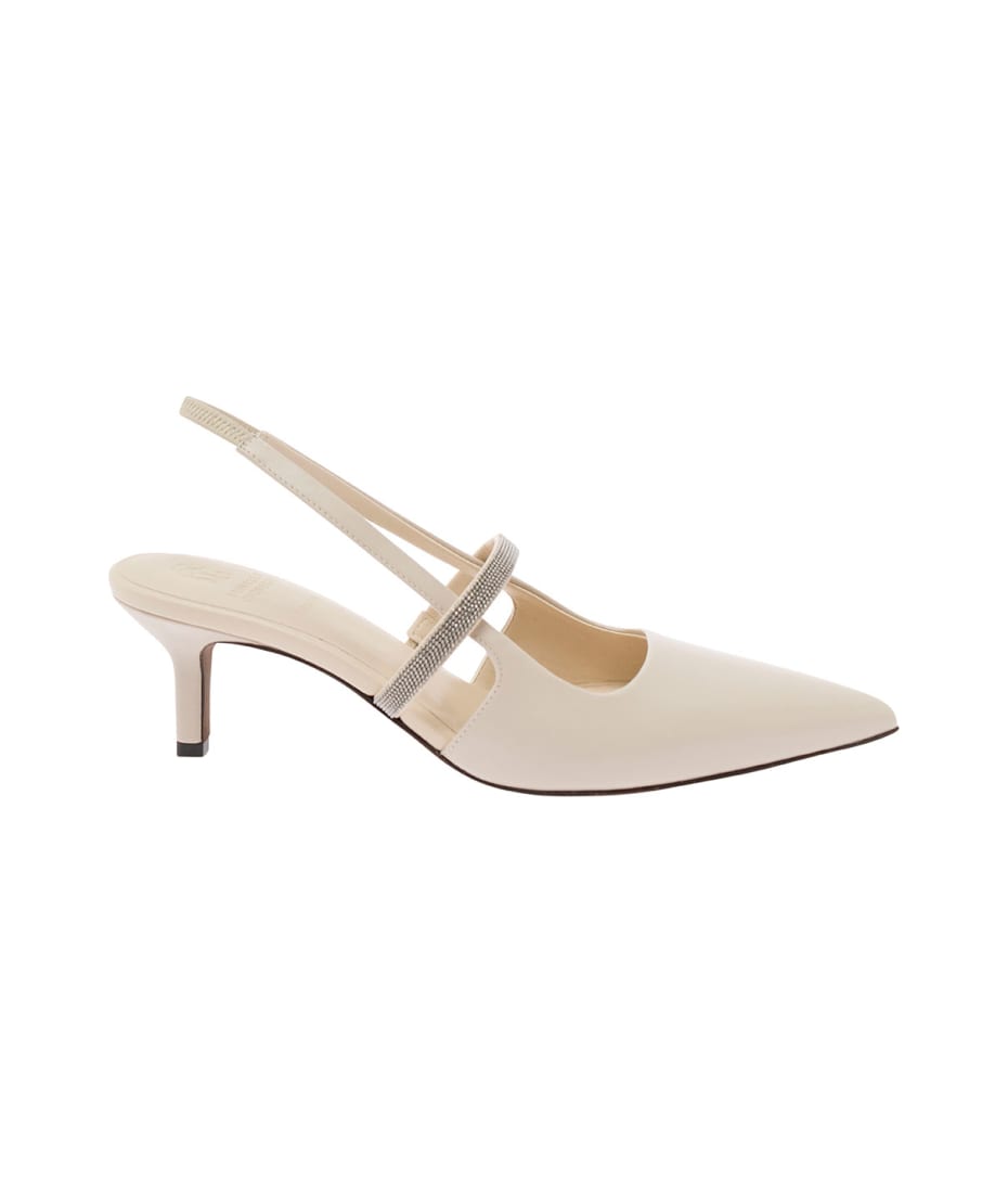 パンプス BRUNELLO CUCINELLI LEATHER SLINGBACK PUMPS Brunello Cucinelli Slingback Pumps With Monile Strap In