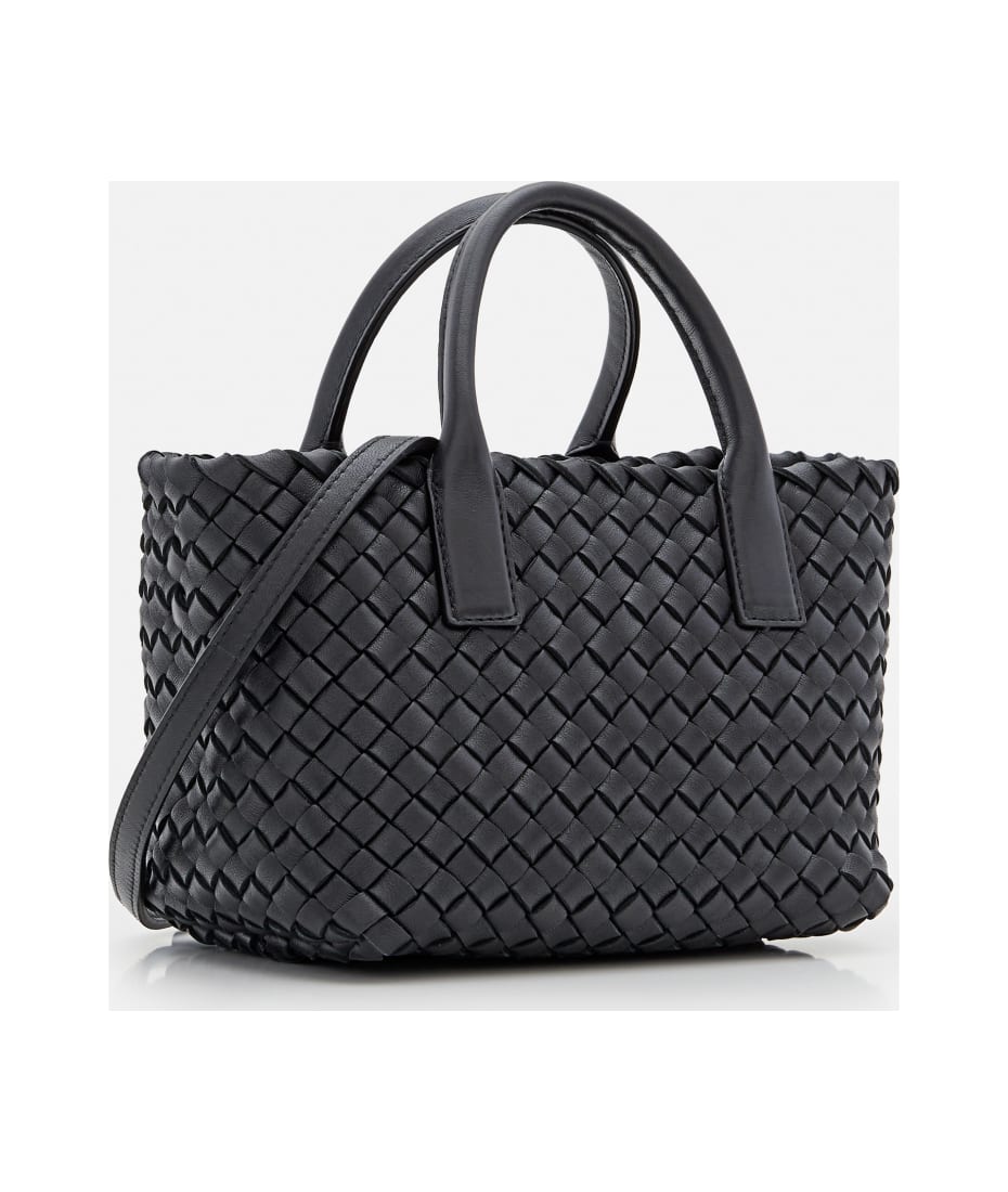 ハンドバッグ BOTTEGA VENETA BLACK LEATHER MINI CABAT HANDBAG Cabat Small leather tote bag in black - Bottega Veneta