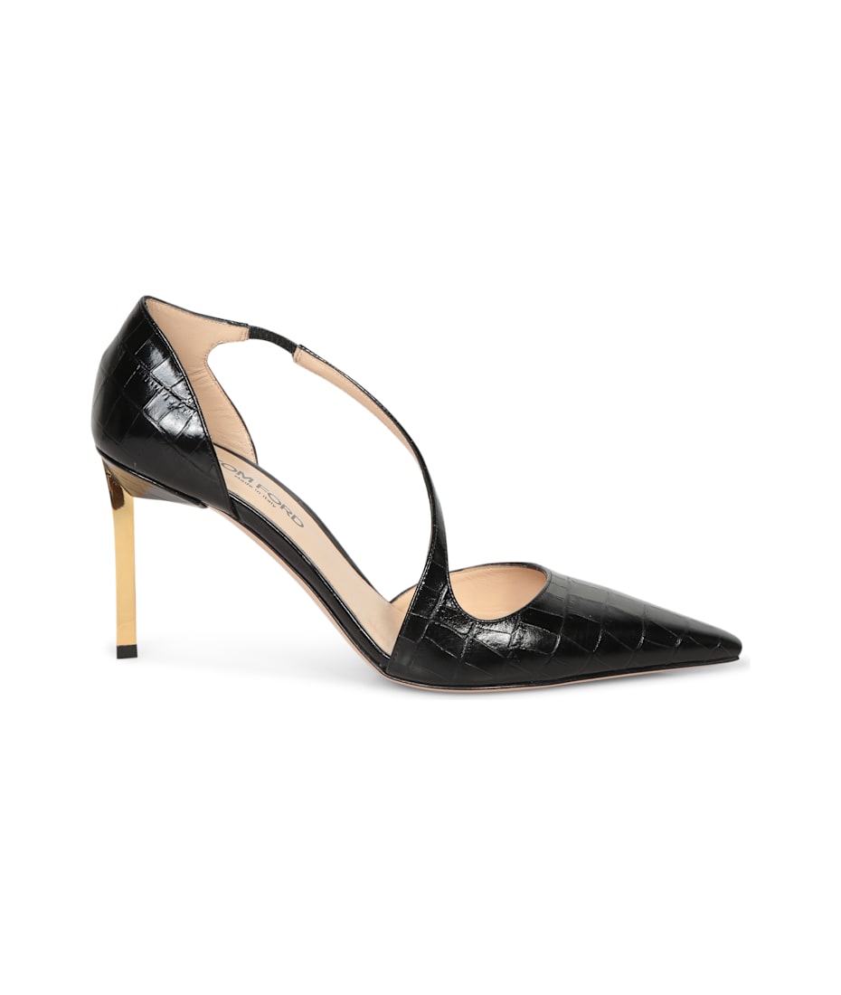 【送料&関税込】Tom Ford 85mm Crocco Black Gold Heeled Shoes Tom Ford 85mm Crocco Black Gold Heeled Shoes | italist