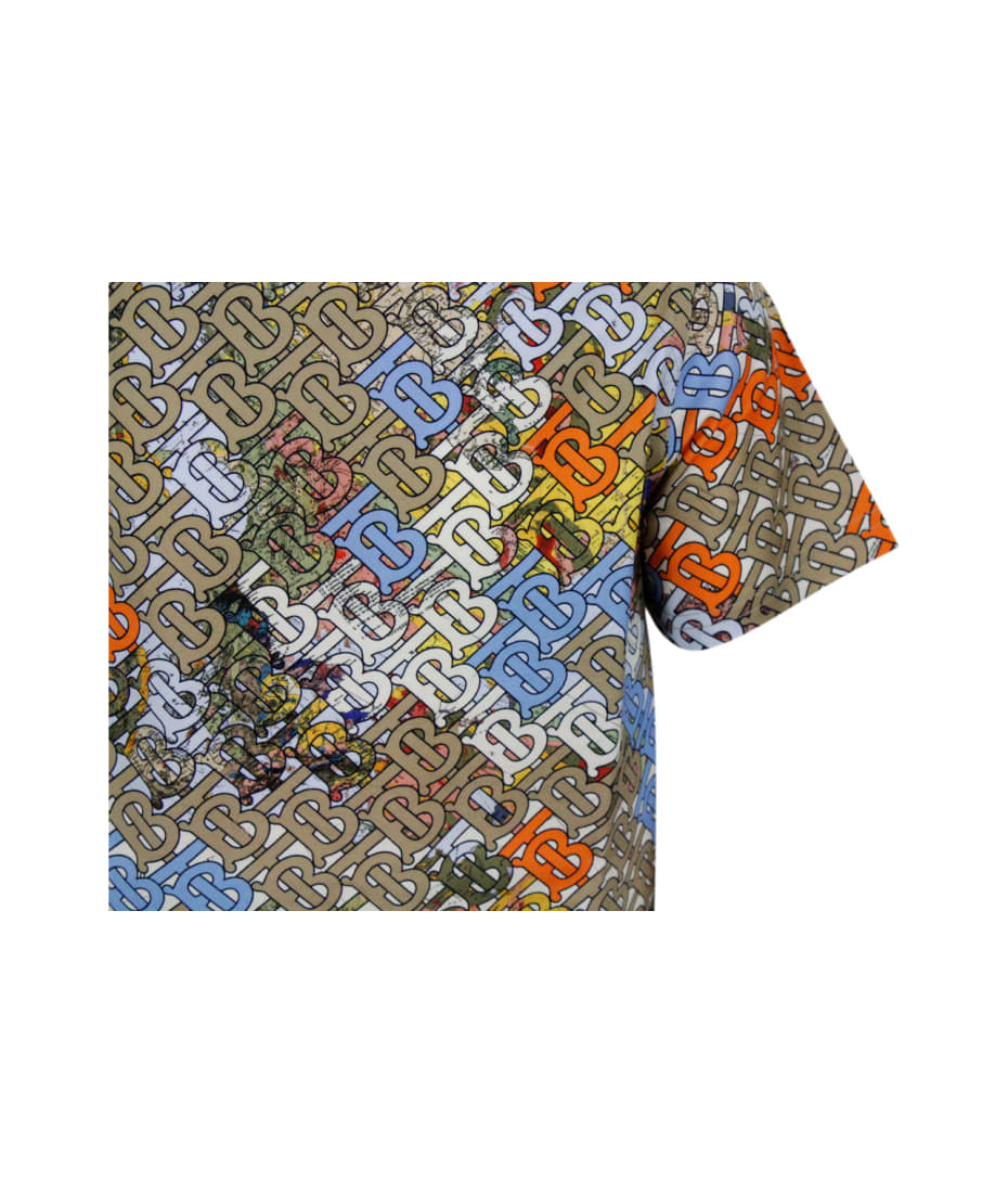 Burberry Short-sleeved Cotton T-shirt With Logo Print On The