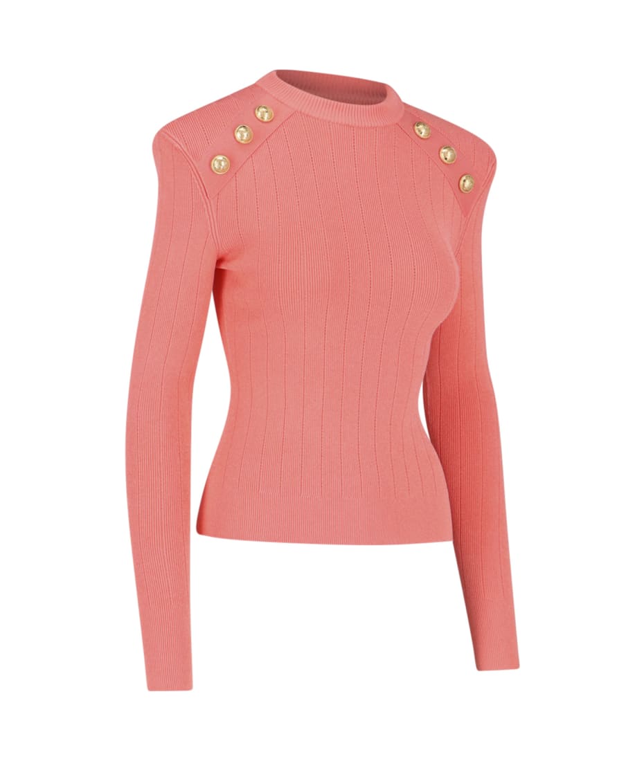 Balmain Logo Button Sweater - Pink