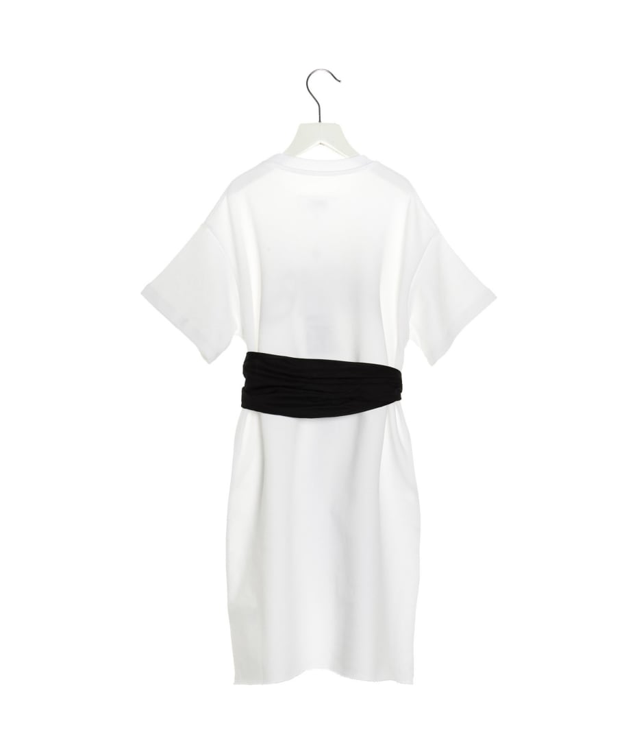 ワンピース MM6 Maison Margiela Logo print chemisier dress Maison Margiela Logo Print Chemisier Dress In White - 40
