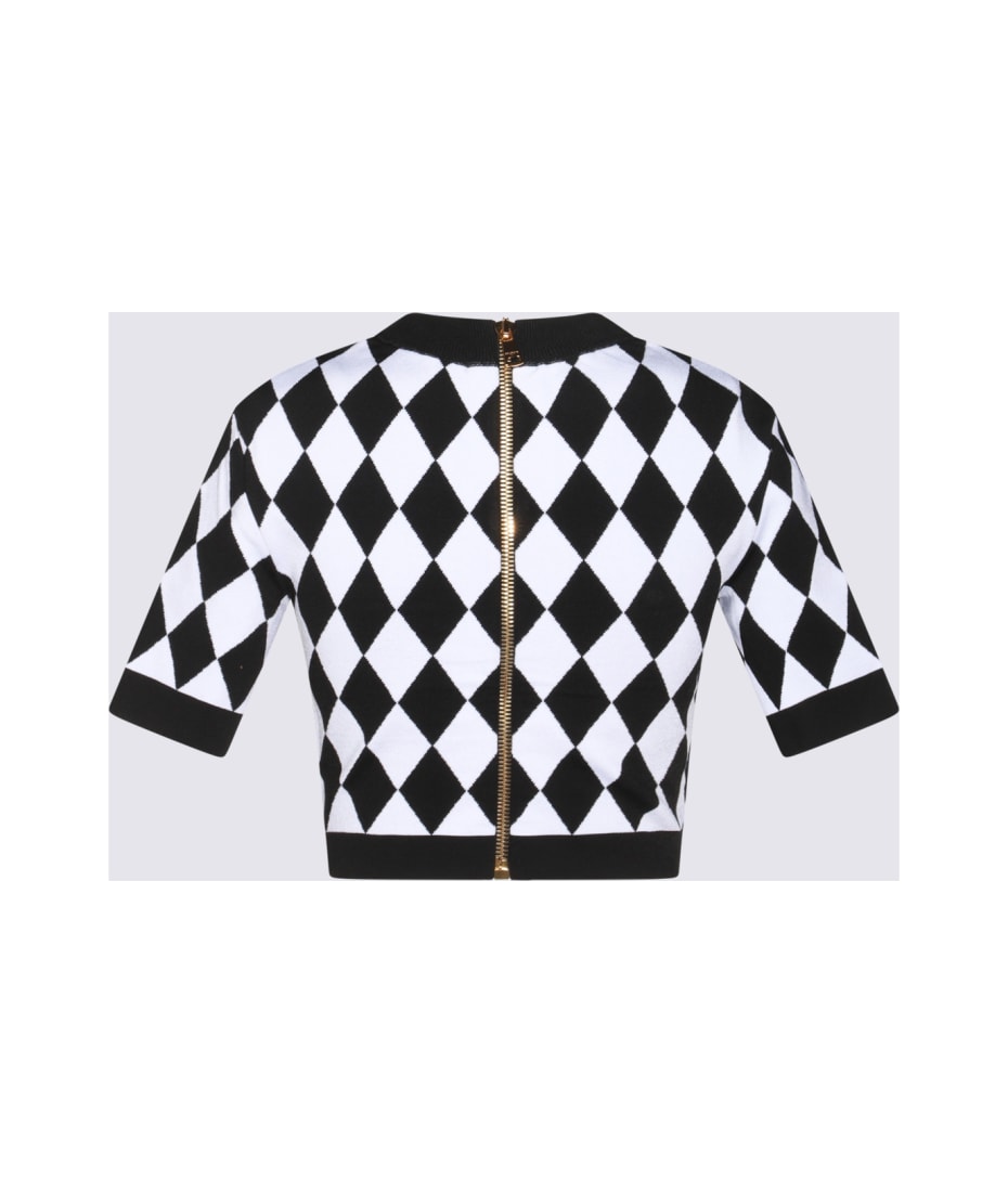 Balmain White And Black Viscose Top | italist