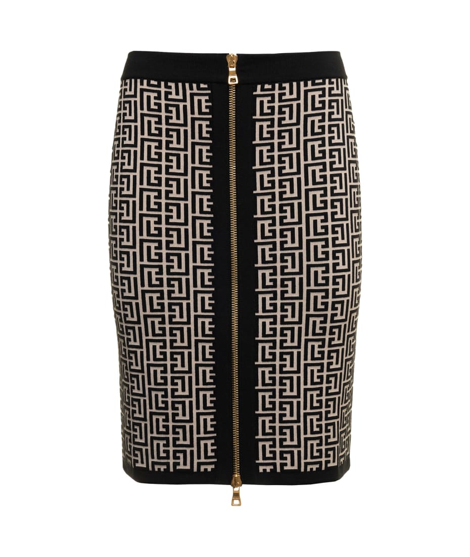 【送料&関税込】Balmain Monogram Wool Pencil Skirt With Zip Balmain Monogram Wool Pencil Skirt With Zip | italist