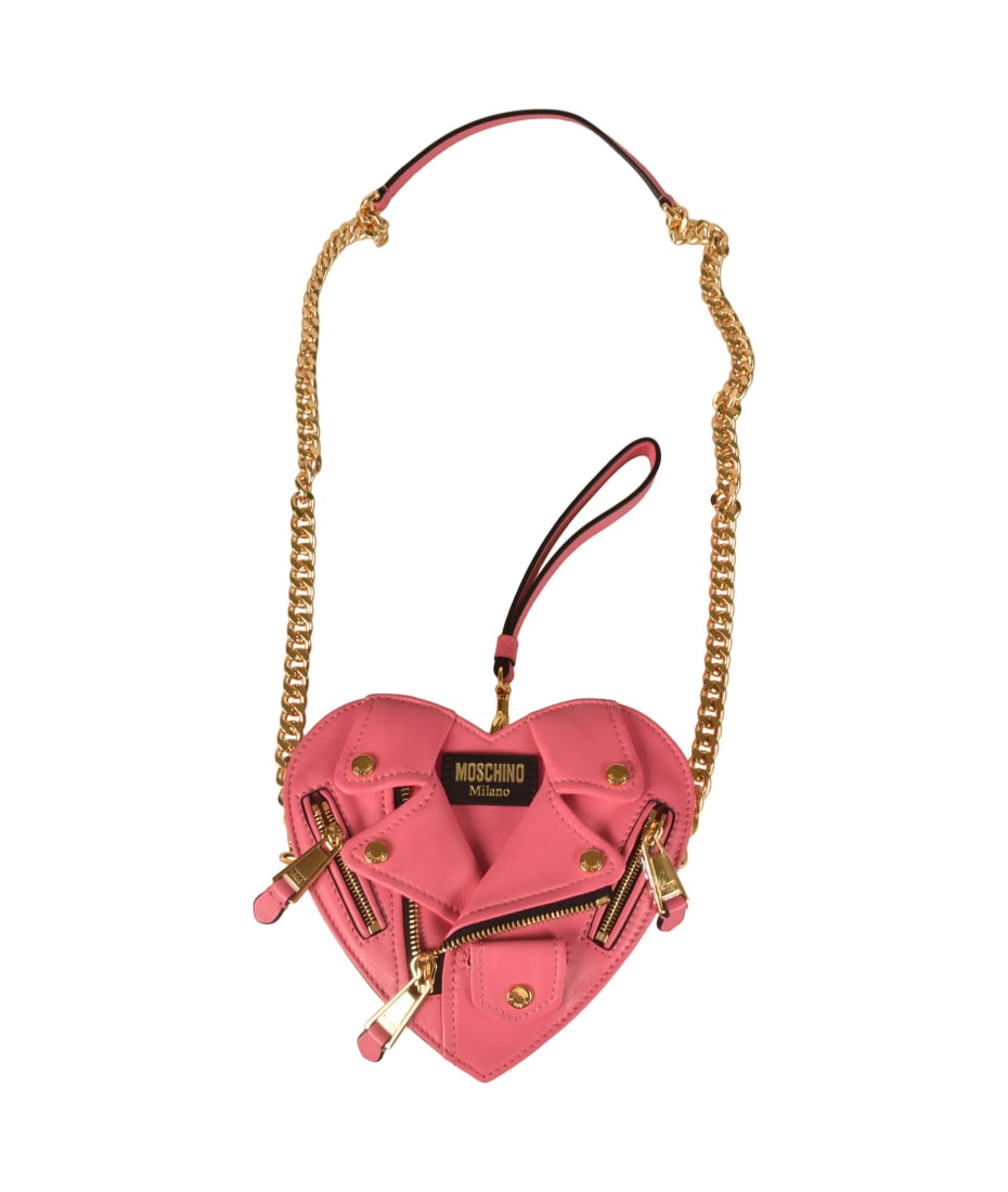 Moschino Heart-Shaped Biker Crossbody Bag