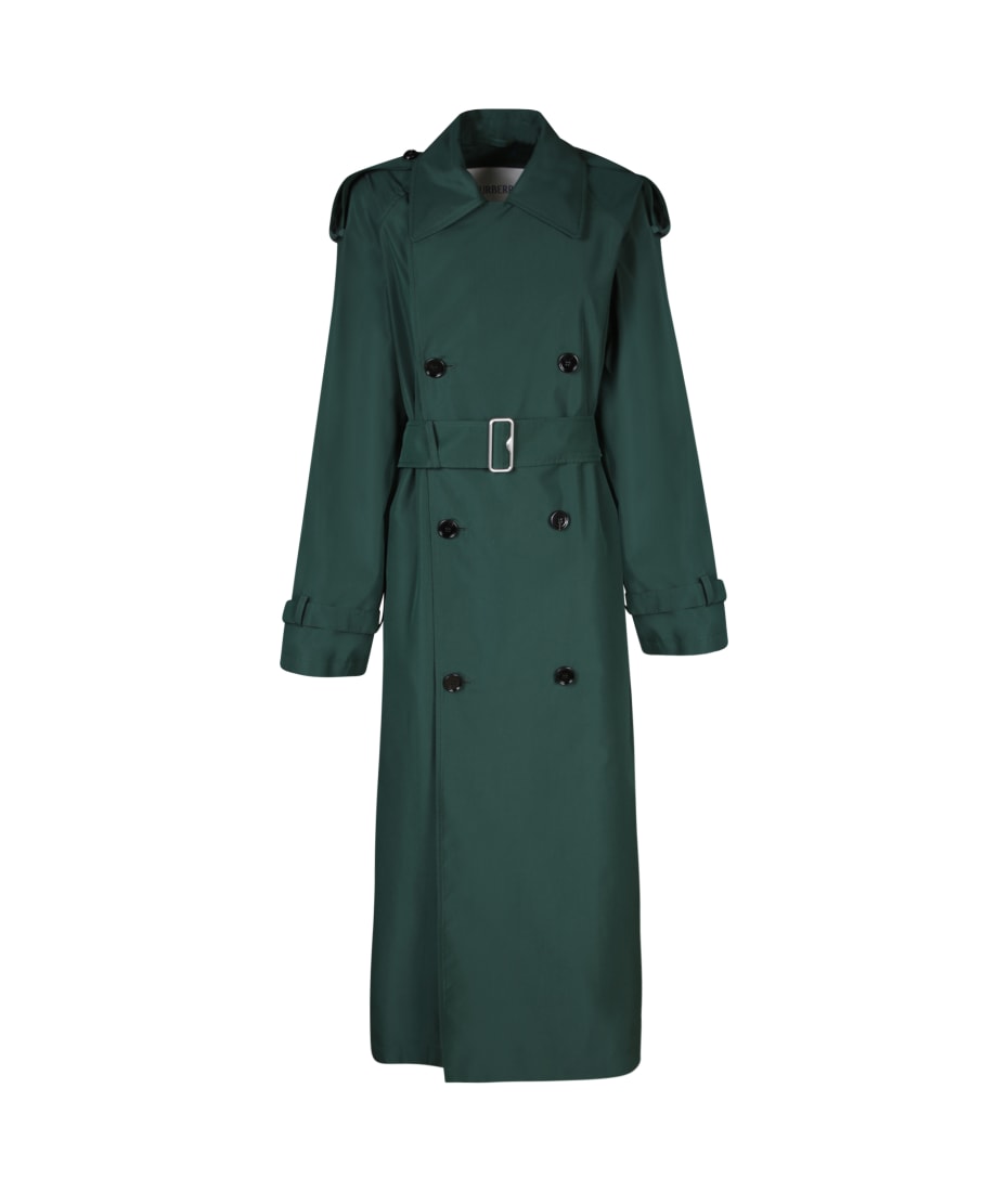 Burberry green trench coat deals