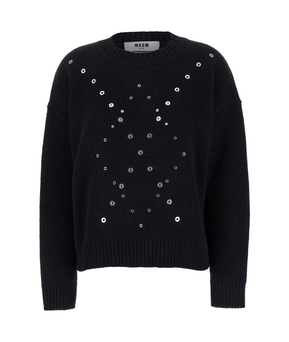 MSGM Black Sweater With Studs In Knit Woman italist ALWAYS LIKE A SALE