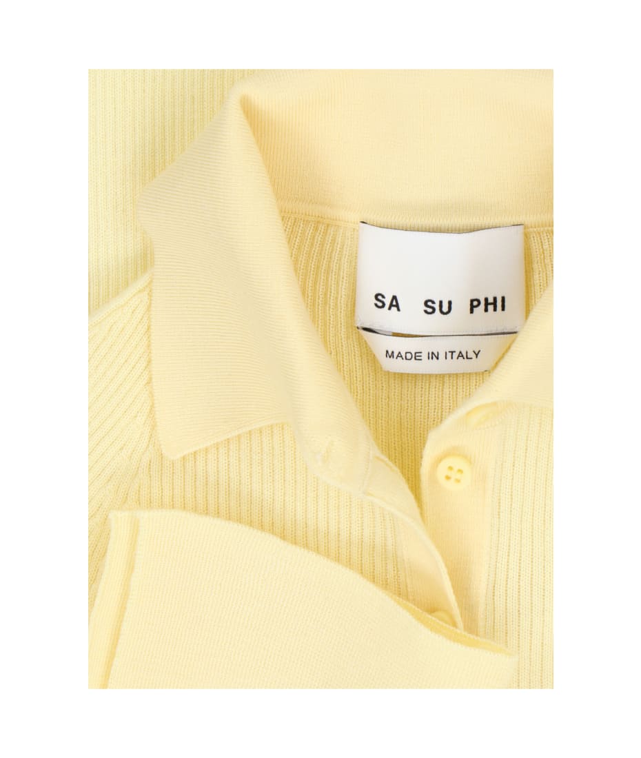 Sa Su Phi Ribbed Polo Shirt - Yellow