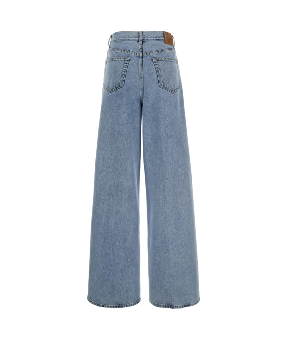 【送料&関税込】TotAme Light Blue Wide Jeans With Logo Patc Totême Light Blue Wide Jeans With Logo Patch In Denim Woman