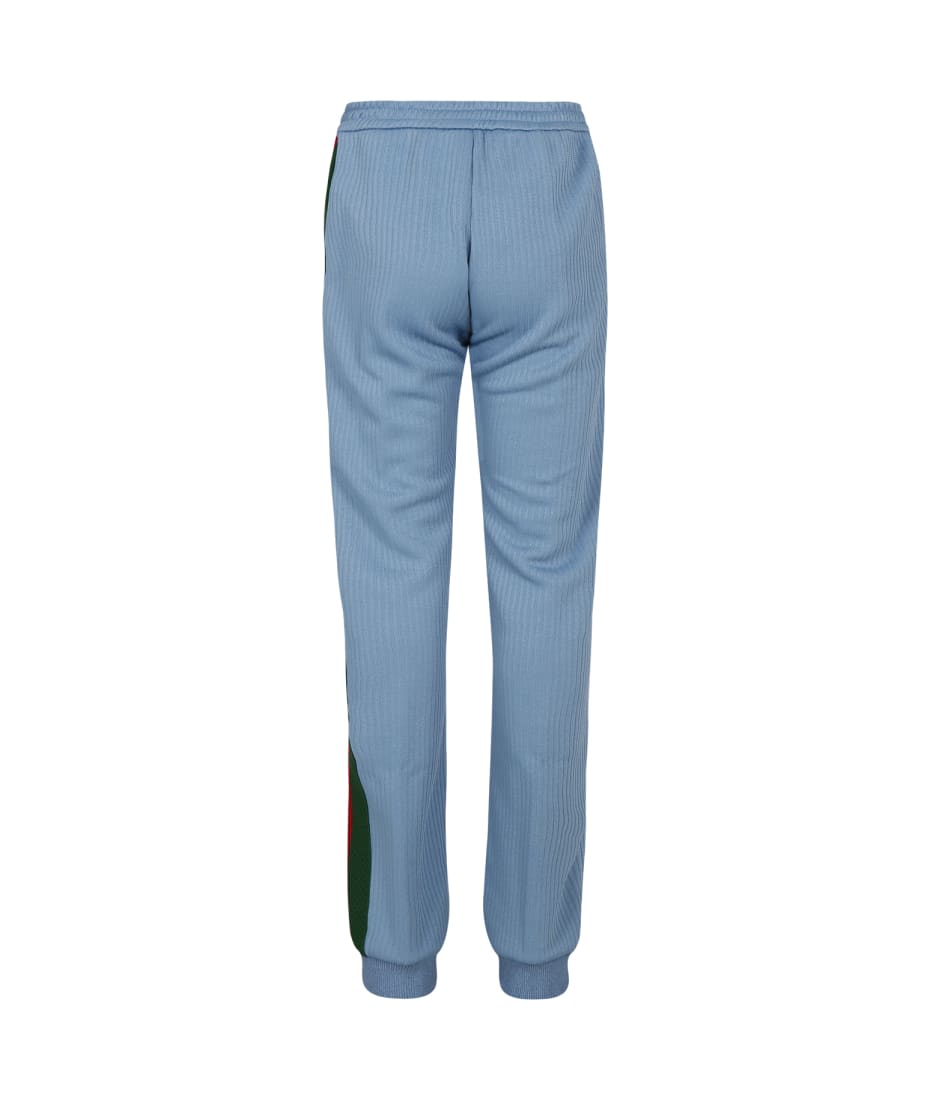 Gucci Light Blue Trousers For Kids With Web Detail - Light Blue