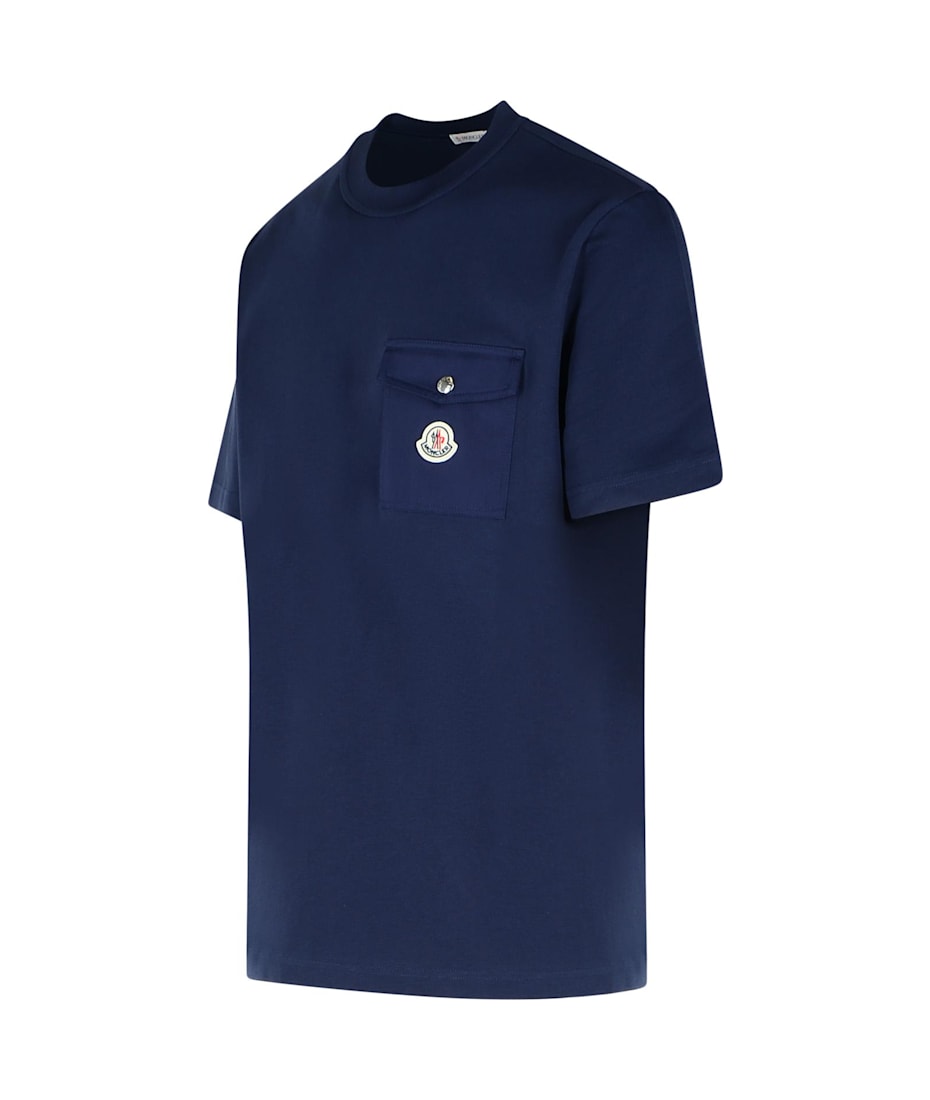 ◆完売必至◆【Moncler】ロゴディテール コットンTシャツ Moncler Blue Cotton T-shirt | italist