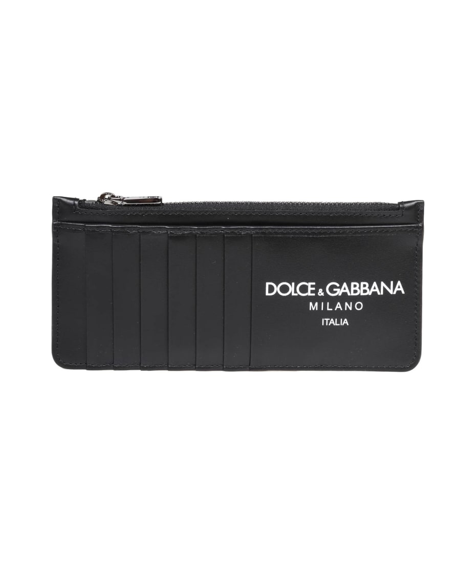 Dolce & Gabbana Calfskin Card Holder With Black Logo