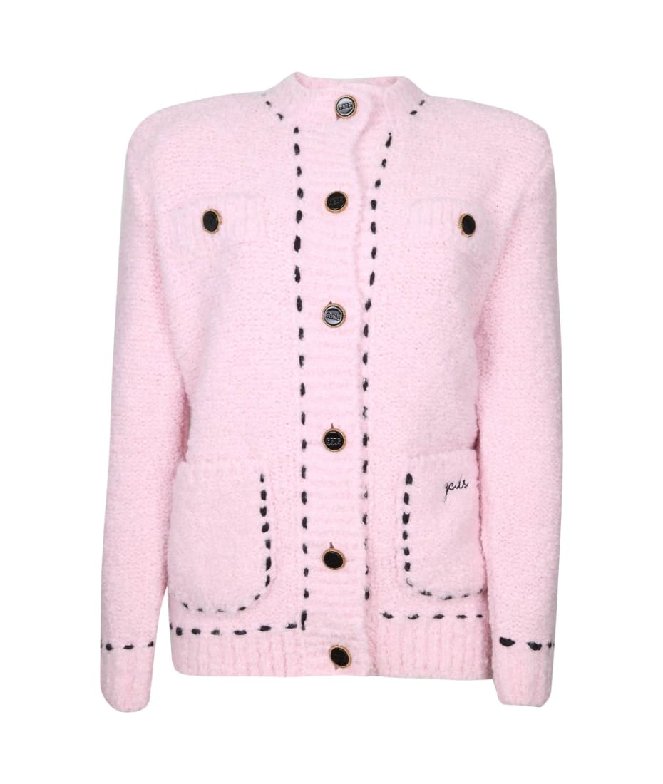 GCDS Pink Wool Jacket With Black Stitching カーディガン 通販