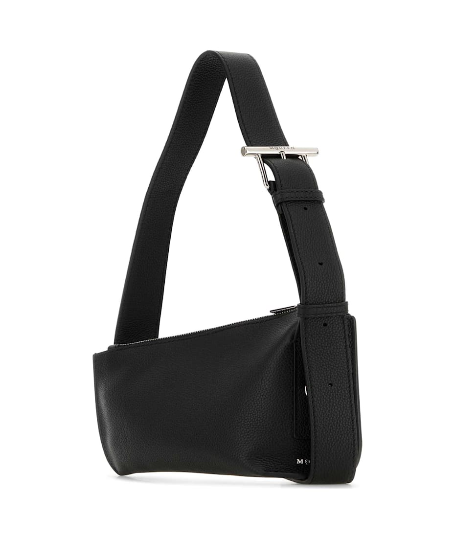 ショルダーバッグ・ポシェット ALEXANDER MCQUEEN BLACK LARGE SLING T-BAR CROSSBODY BAG Alexander McQueen Black Leather Sling T-bar Crossbody Bag