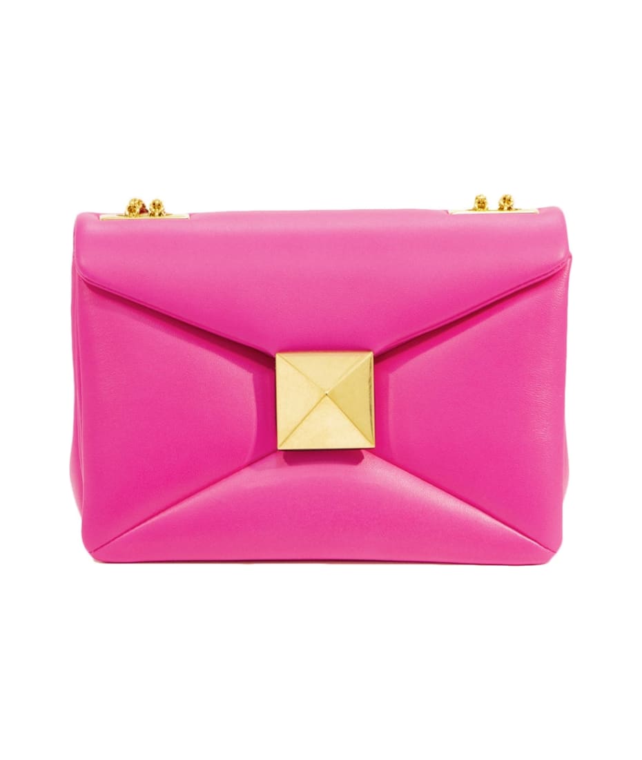 One Stud Leather Shoulder Bag in Pink - Valentino Garavani