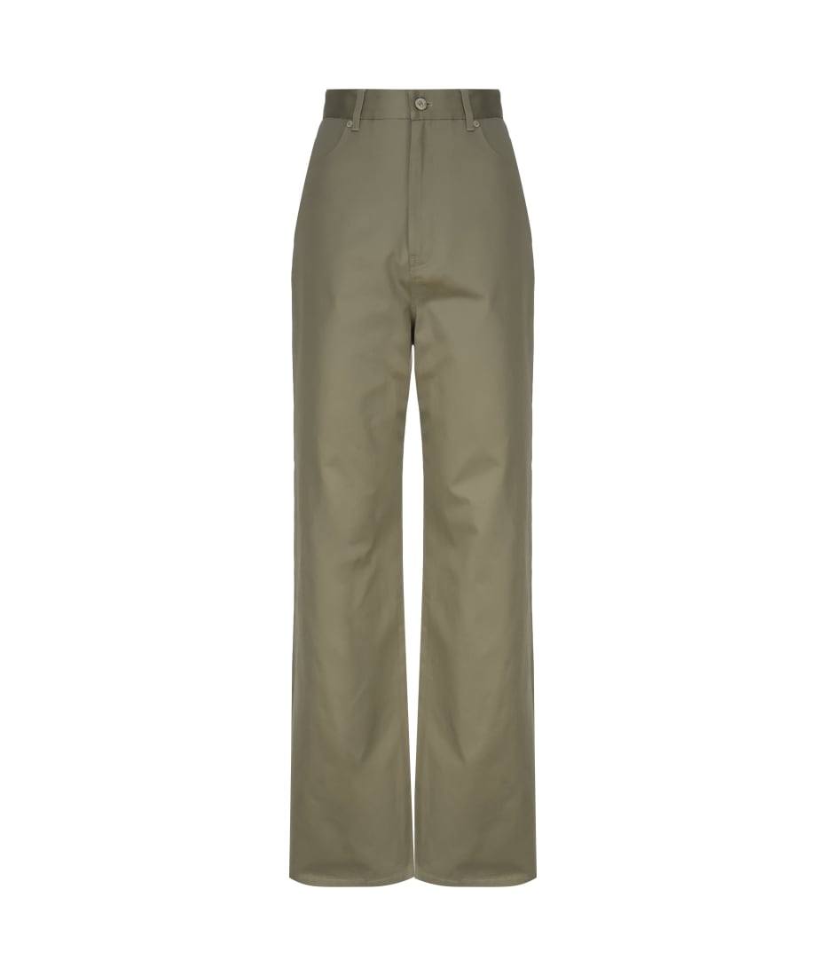 パンツ LOEWE HIGH-WAISTED COTTON TROUSERS High waisted trousers in cotton and cashmere Green - LOEWE