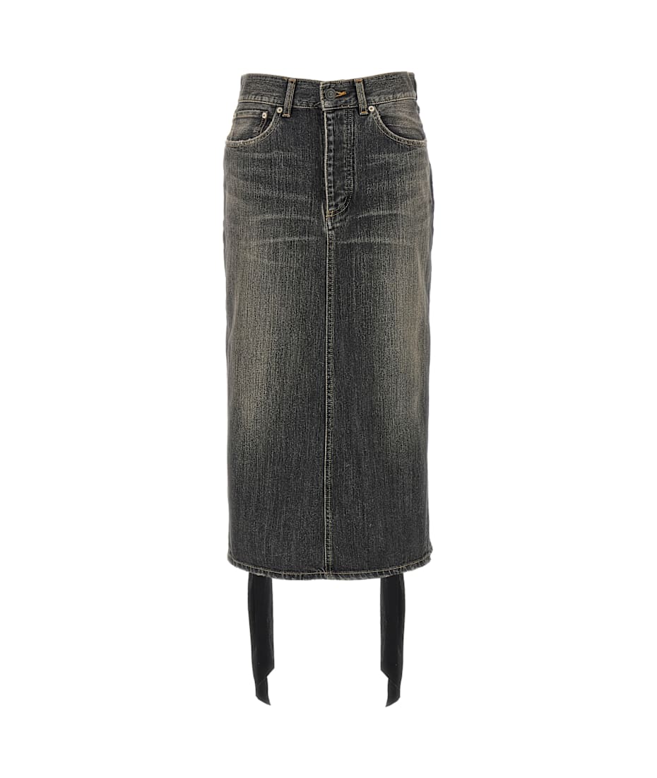 スカート BALENCIAGA SS25 'Lace Up' denim skirt (831713TSW67 1441) Women's Lace-up Skirt in Smoke Grey | Balenciaga US
