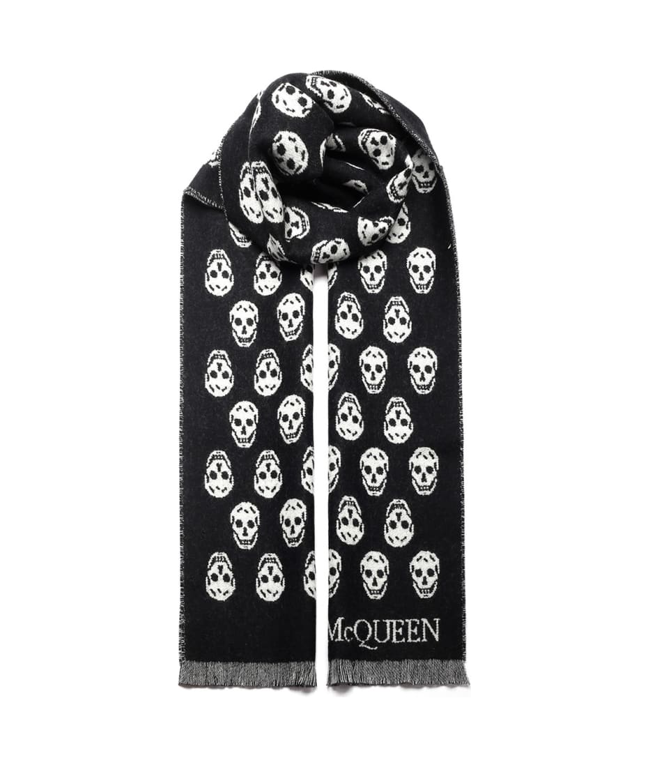 ALEXANDER MCQUEEN Reversible Fringed Logo-Jacquard Wool Scarf for Men