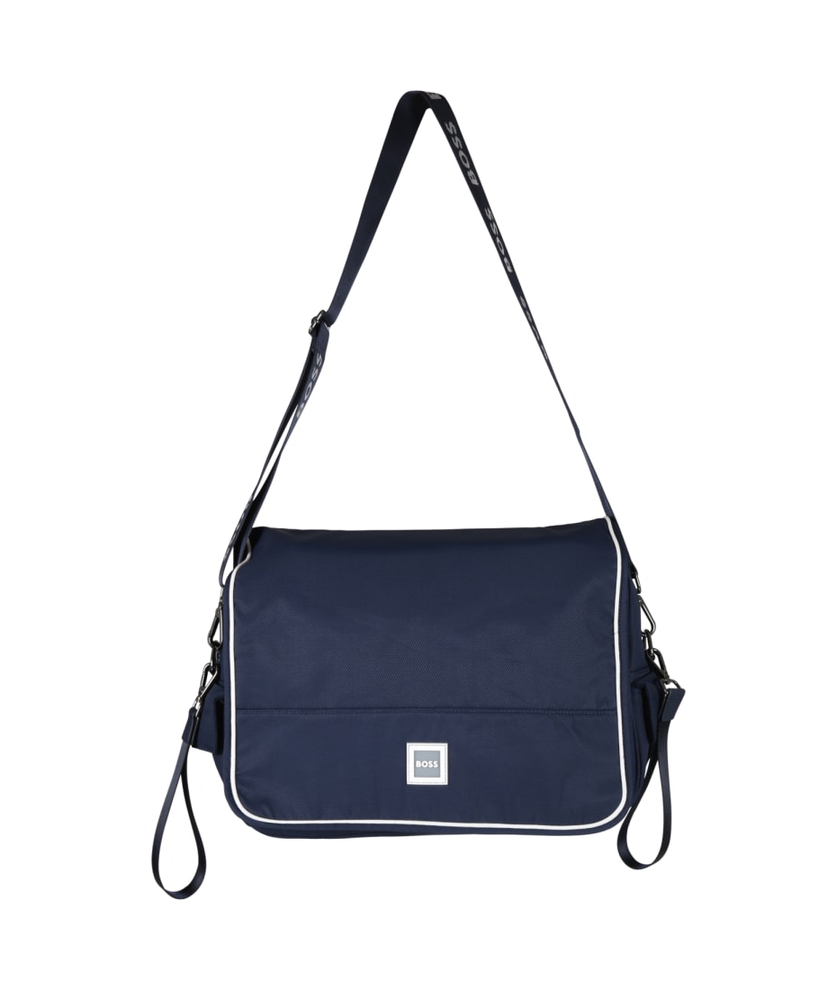 Hugo Boss Bluechanging Bag For Baby Boy With Logo Patch - Blue